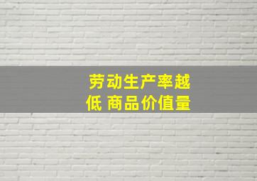 劳动生产率越低 商品价值量